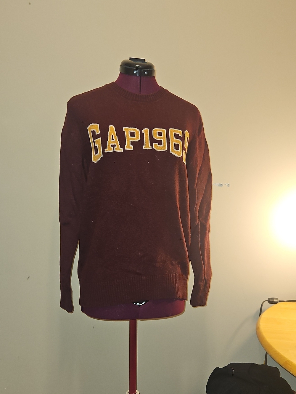 GAP Maroon Crewneck Sweater with Yellow Lettering